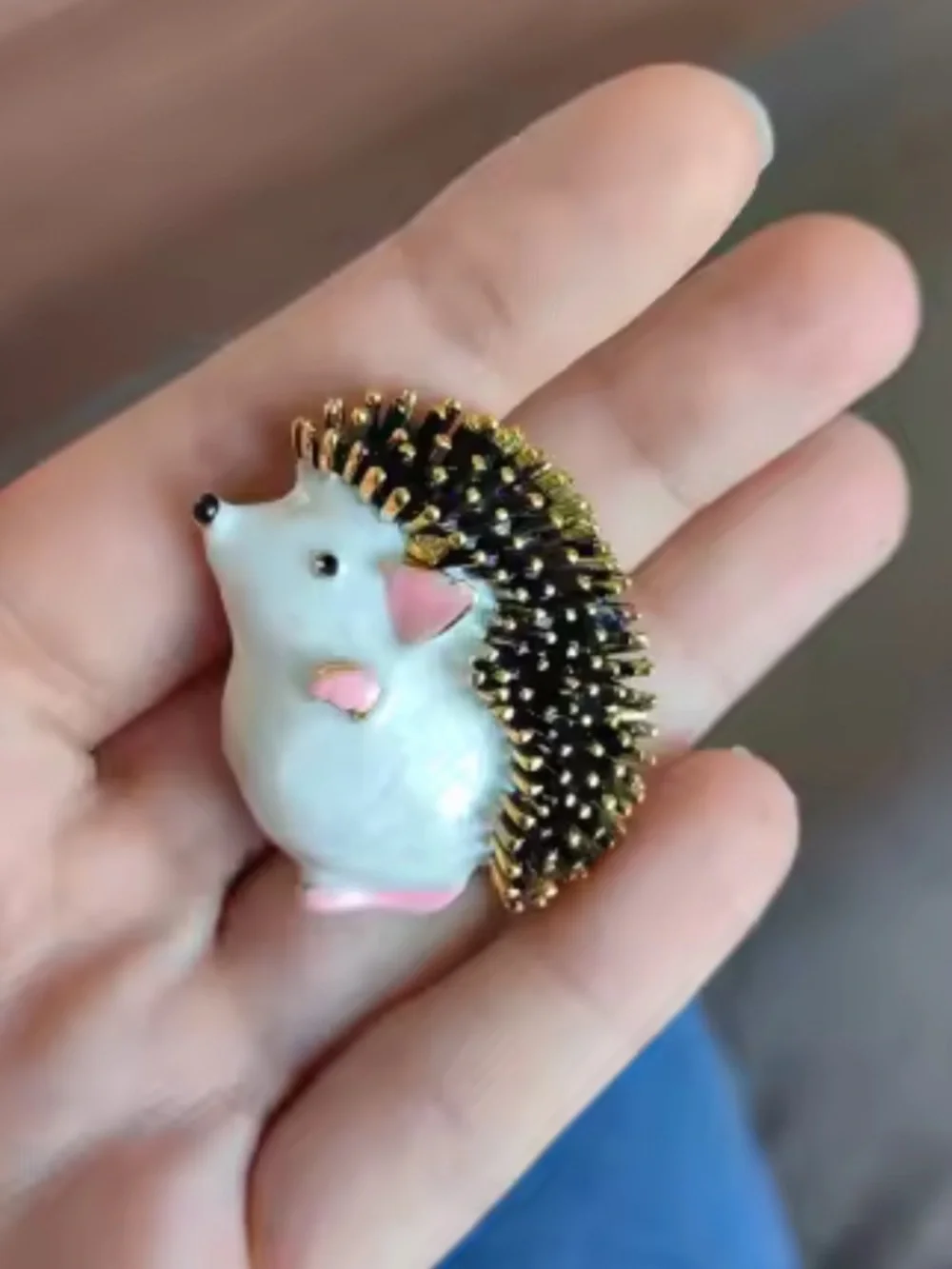 Cute Hedgehog Whimsical Gold Animal Brooch
